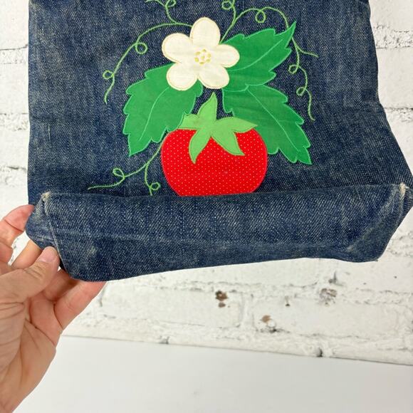 Vintage Handmade Strawberry Applique Denim Purse - Picture 3 of 7